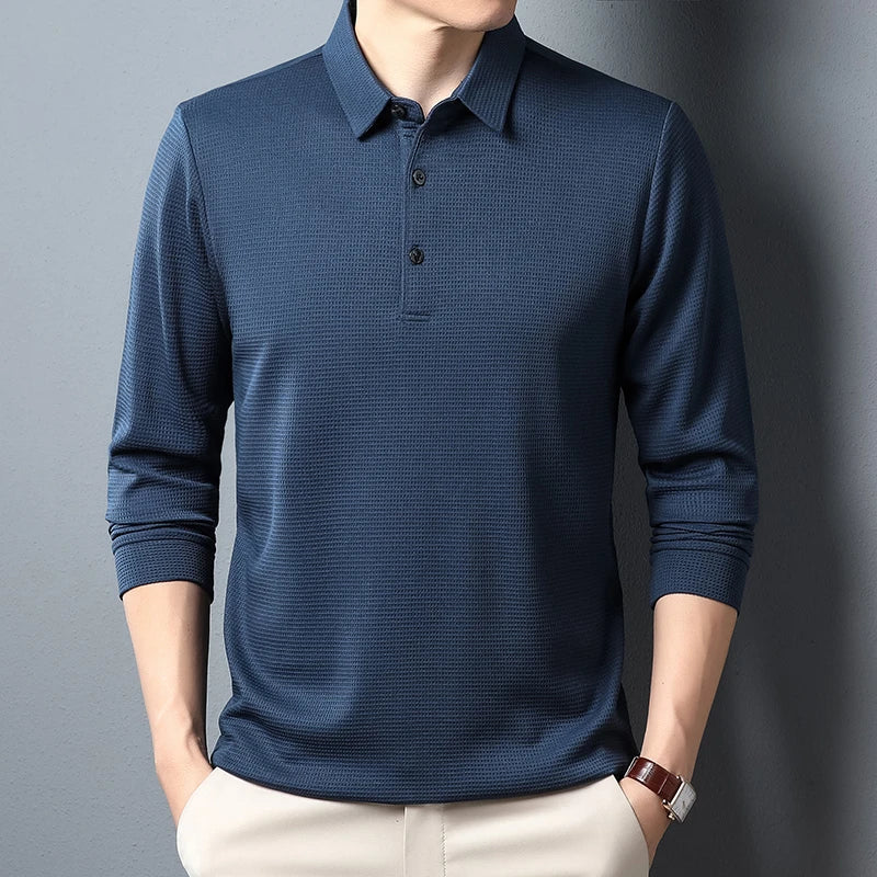 Polo de negocios de manga larga para hombre