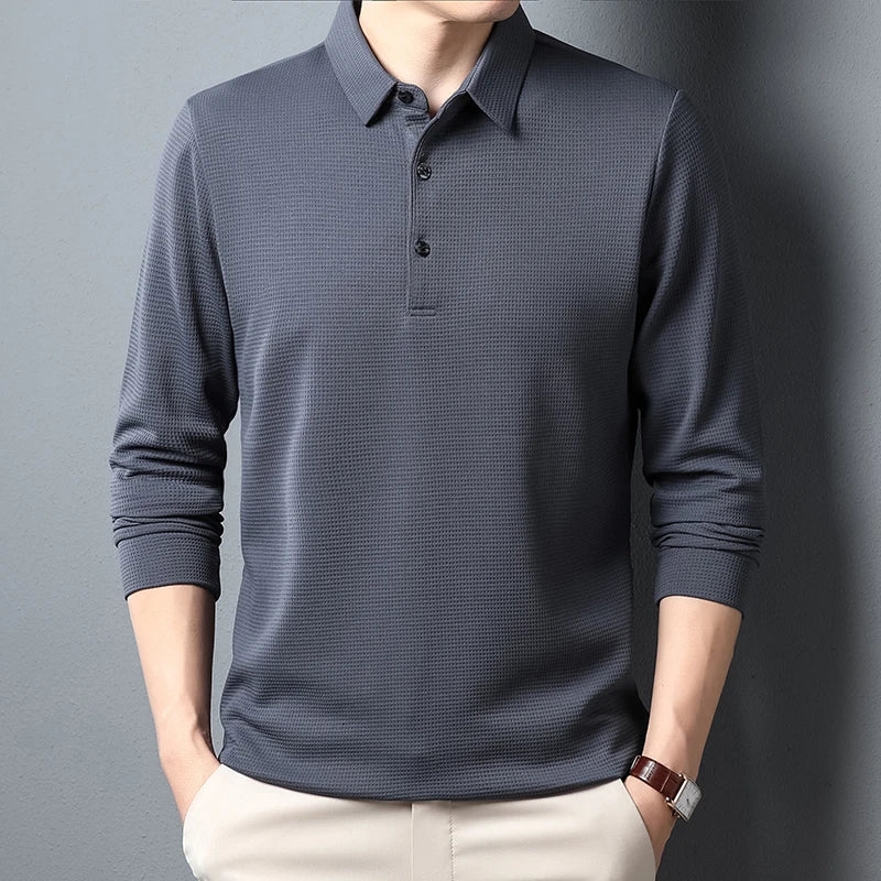 Polo de negocios de manga larga para hombre