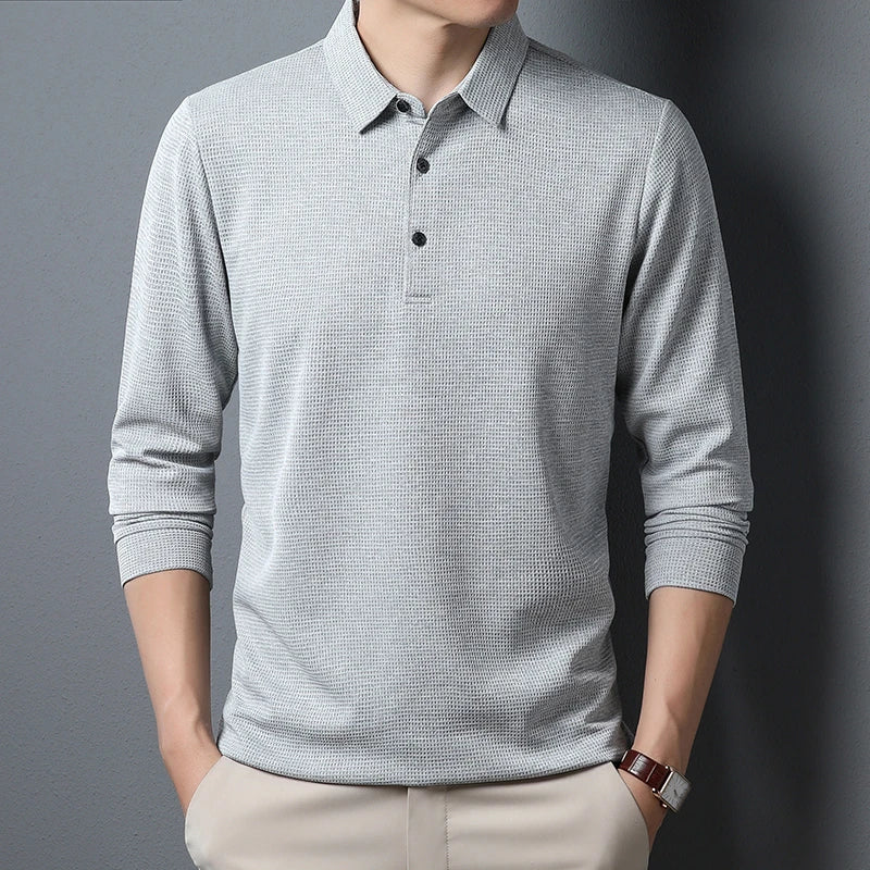 Polo de negocios de manga larga para hombre