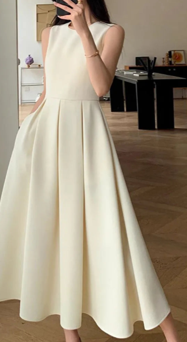 Vestido de corte estilo coreano, sin mangas para mujer.