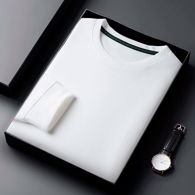 Camiseta de cuello redondo con diseño de gofre para hombre