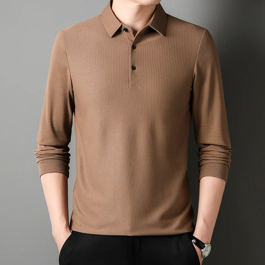 Polo de negocios de manga larga para hombre