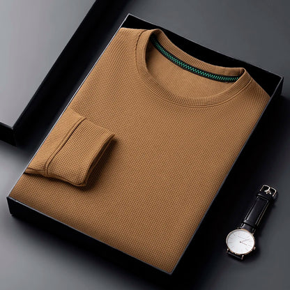 Camiseta de cuello redondo con diseño de gofre para hombre
