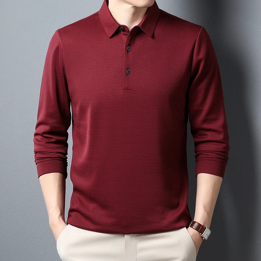 Polo de negocios de manga larga para hombre