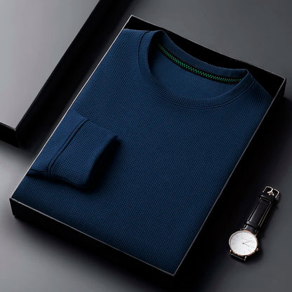 Camiseta de cuello redondo con diseño de gofre para hombre
