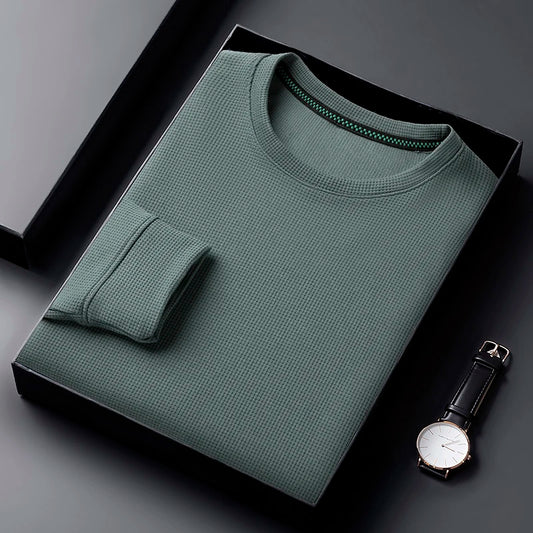 Camiseta de cuello redondo con diseño de gofre para hombre