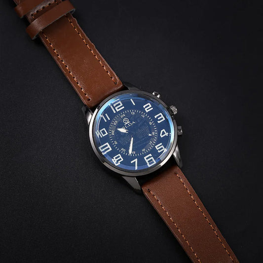 Reloj de pulsera de cuarzo de cuero para hombre