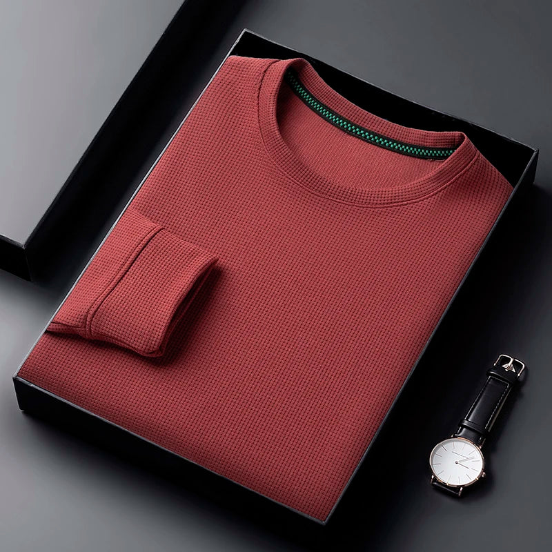 Camiseta de cuello redondo con diseño de gofre para hombre