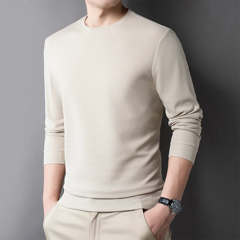 Camiseta de cuello redondo con diseño de gofre para hombre