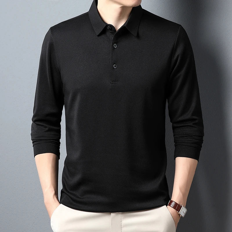 Polo de negocios de manga larga para hombre